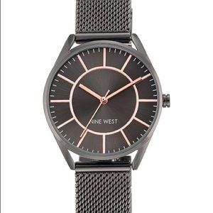 Nine West Gunmetal Mesh Bracelet Watch 34mm